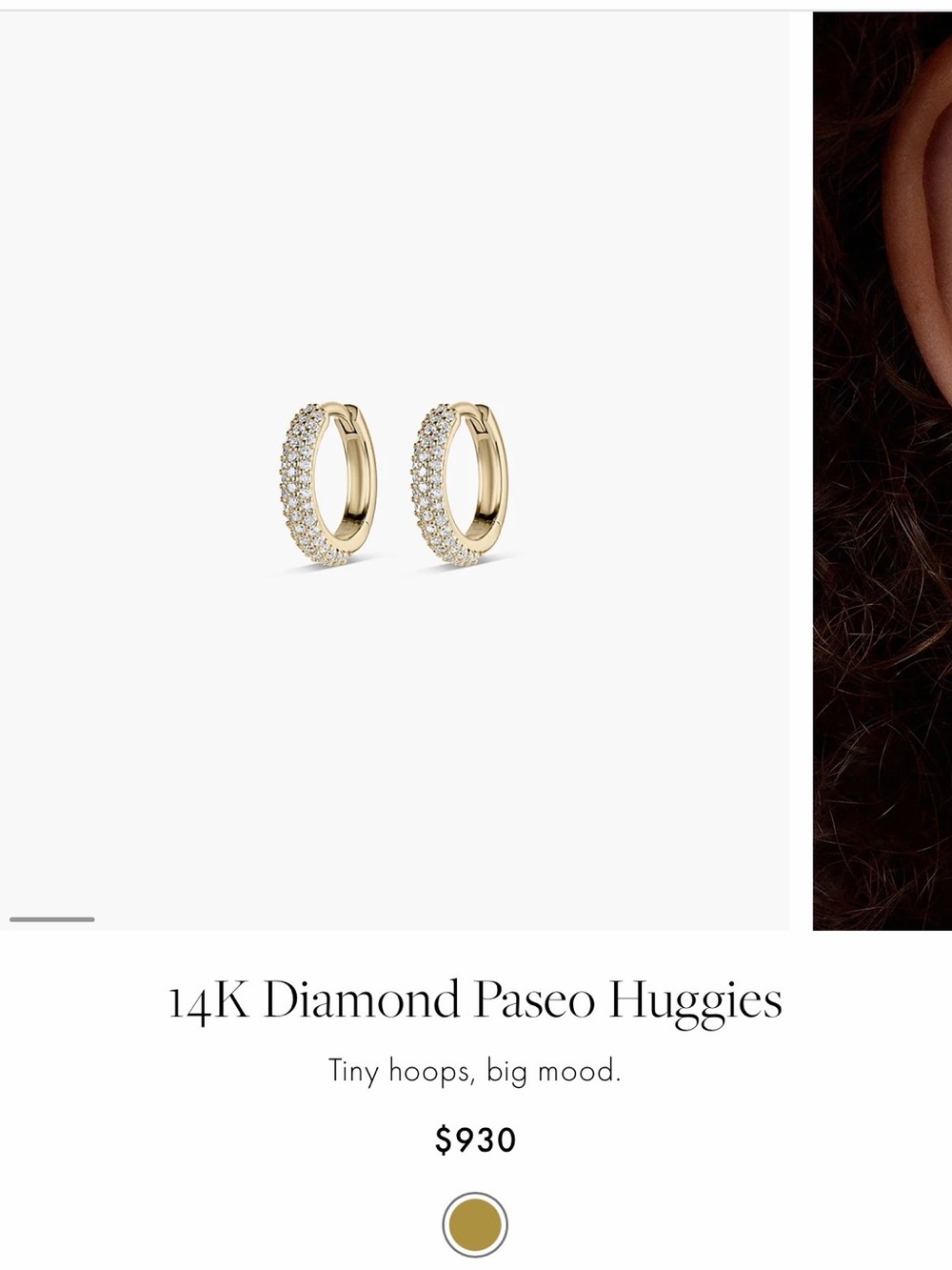 14K Diamond Paseo Huggies - Gold